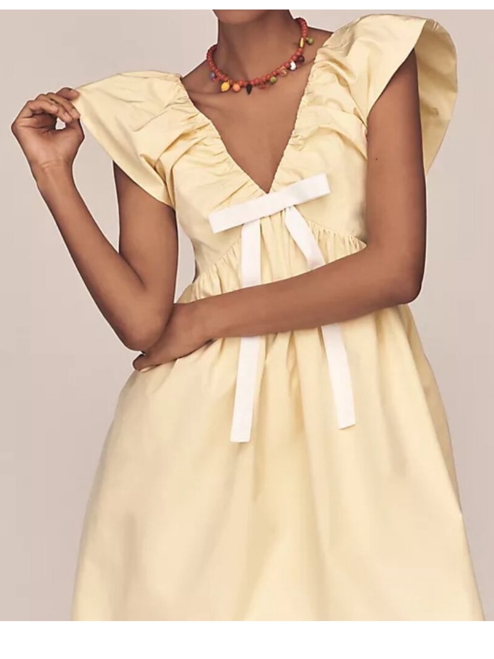 Endless Rose Yellow Puff Sleeve Dress with Bow